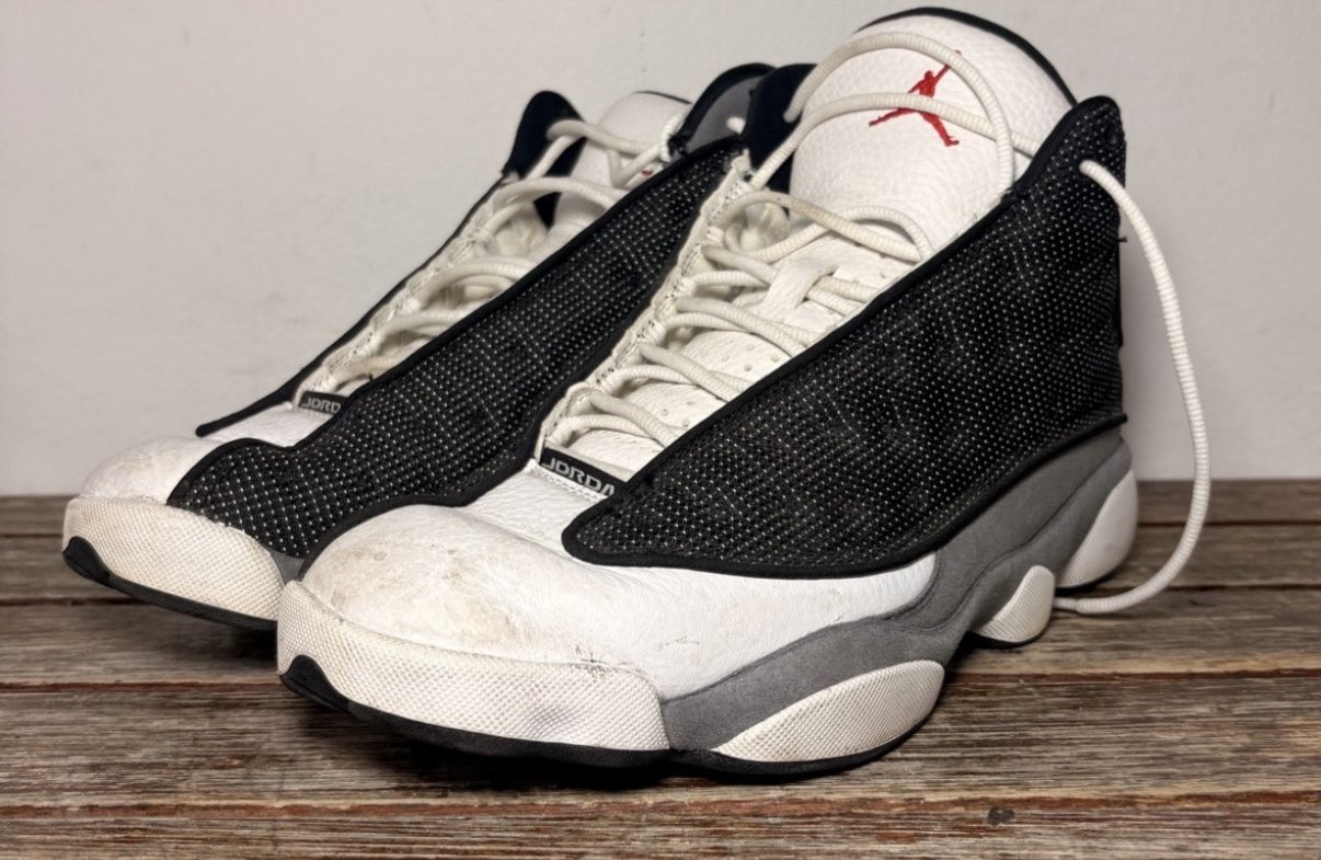 Air Jordan 13 sneakers before cleaning