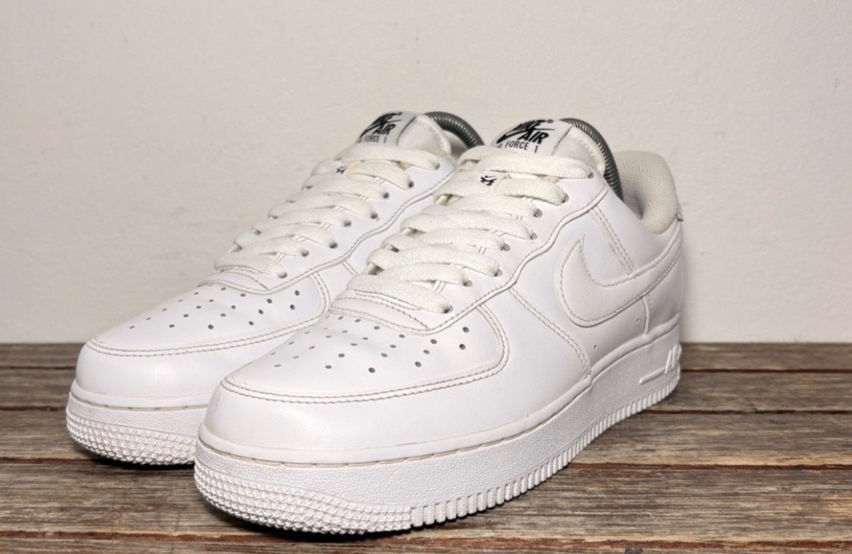 White Nike Air Force 1 sneakers after cleaning